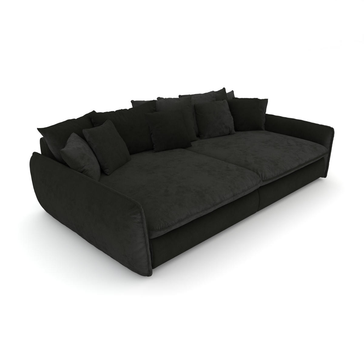 BIGSOFA Hereford XXL Velvet Grau inkl. 12 Kissen 274/131/61 cm - Anthrazit, Kunststoff/Textil (274/61/131cm) - foamnova