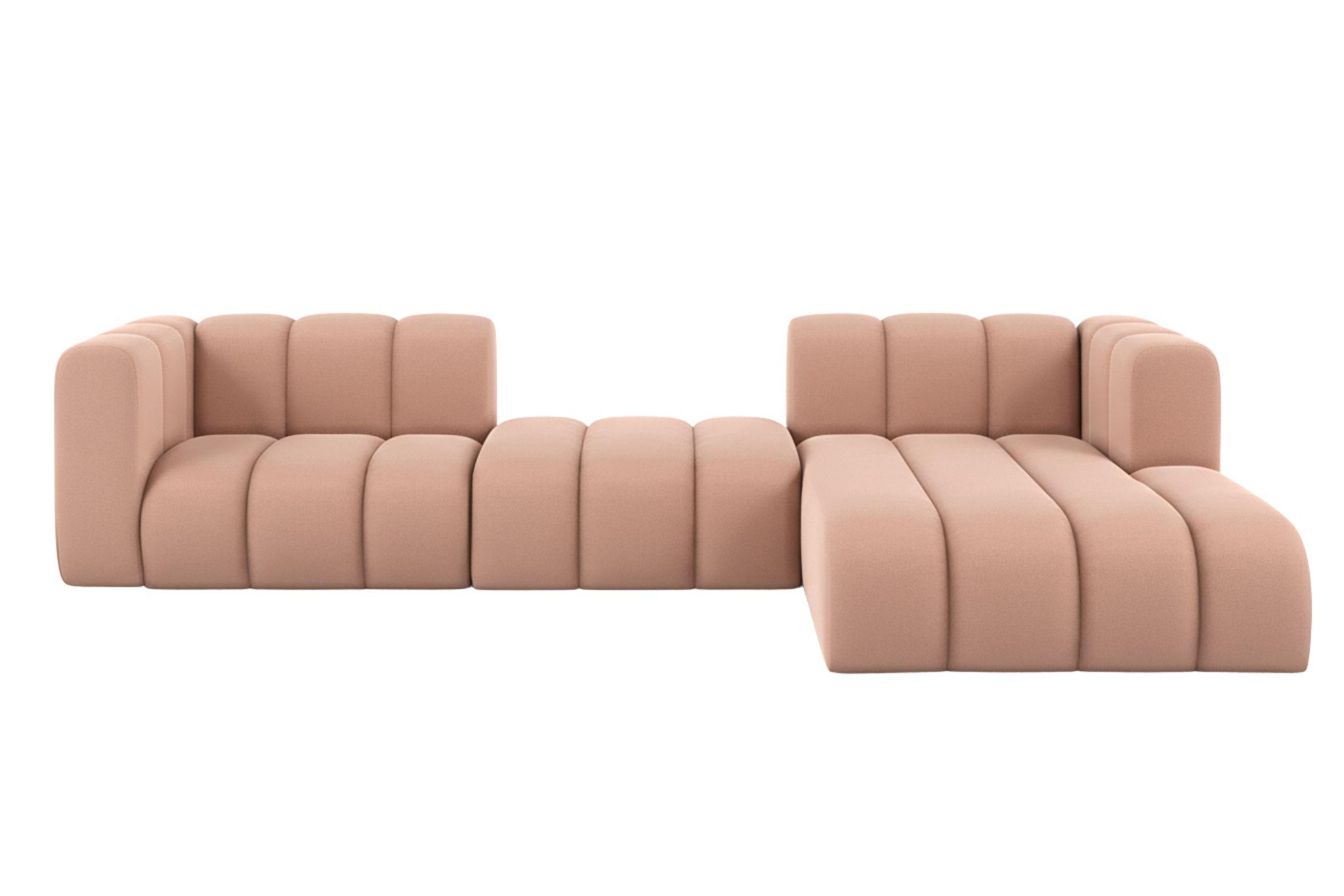 ECKSOFA L-Form Grand L 319 cm, Veloursstoff Salvador, Rosa, Rechts - Rosa, Holz (319/179cm) - Kaiser Möbel