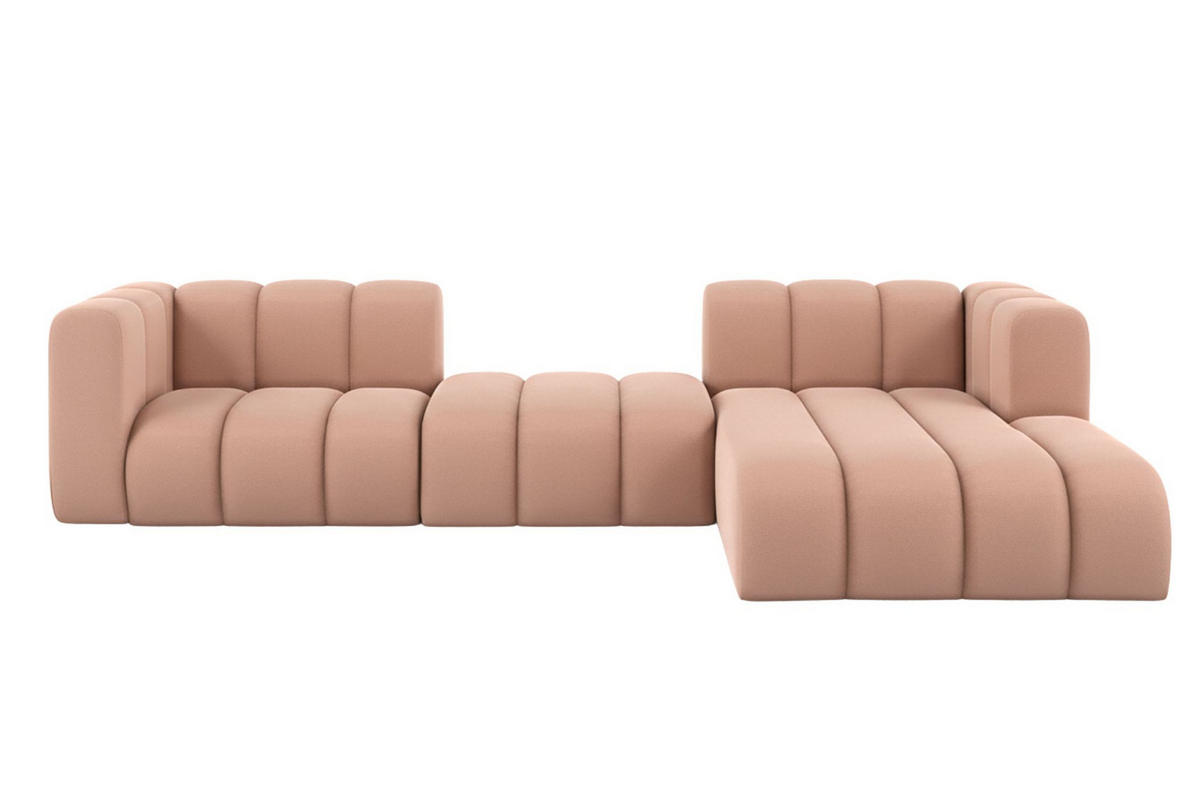 ECKSOFA L-Form Grand L 319 cm, Veloursstoff Salvador, Rosa, Rechts - Rosa, Holz (319/179cm) - Kaiser Möbel
