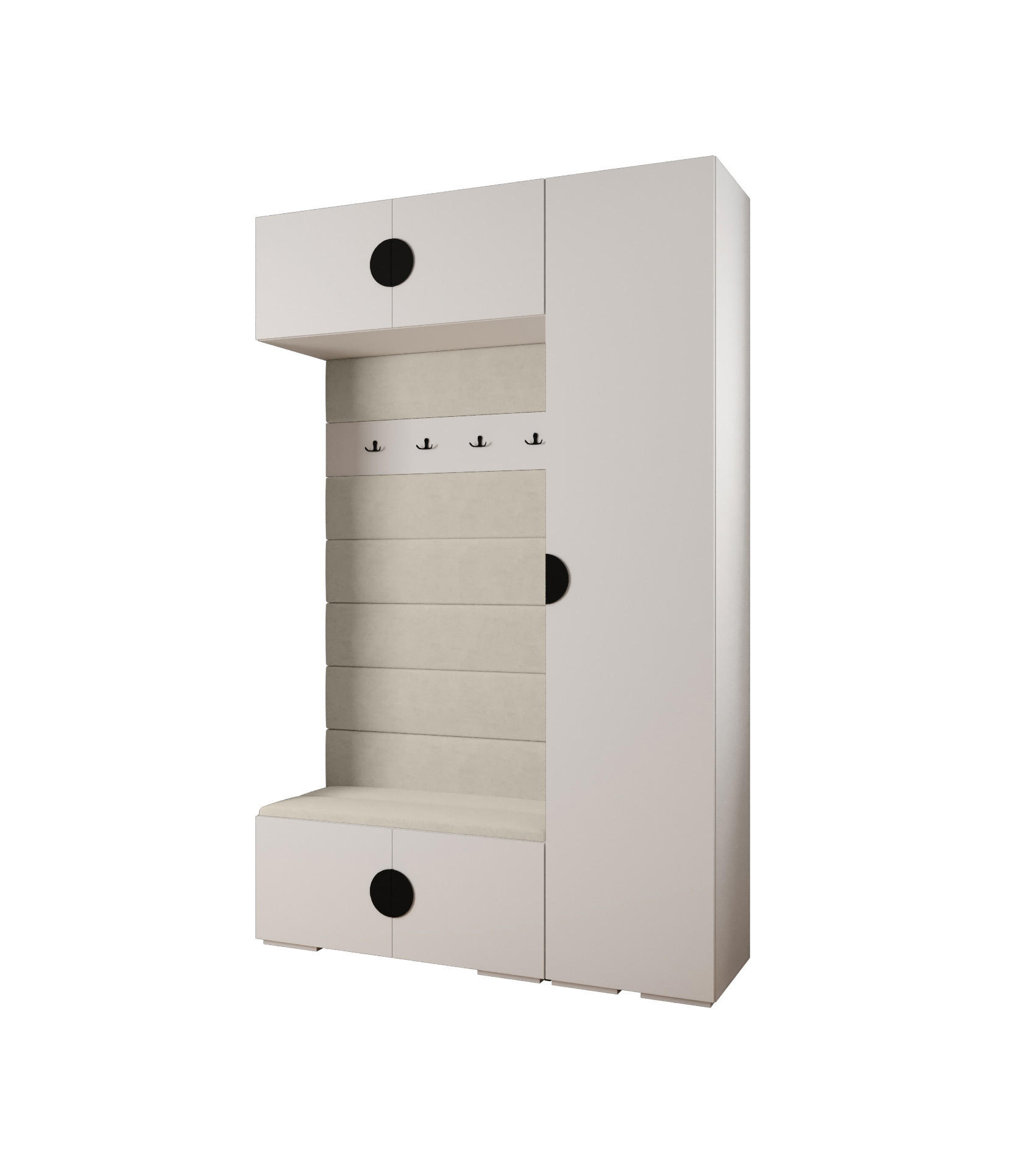 Abiks Möbel Garderoben-Set Weiß, Beige, Schwarz 150x236.7x47 cm