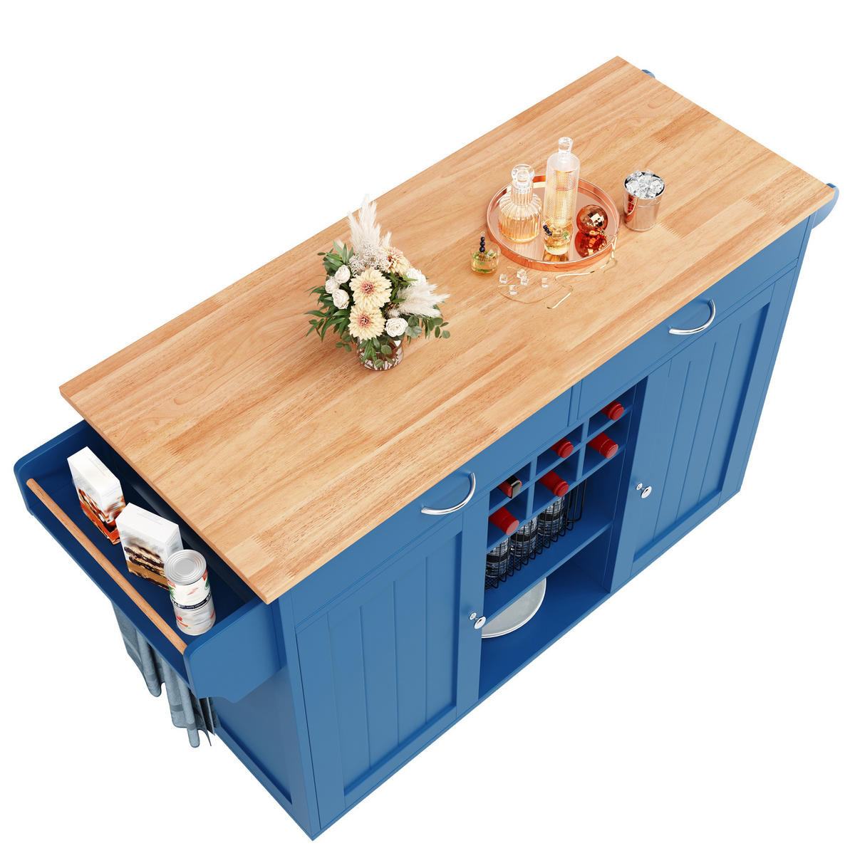 KÜCHENINSEL mit Stauraum 102 x 45 x 92 cm Blau MDF - Blau, Metall (45/92/102cm) - Beauniv