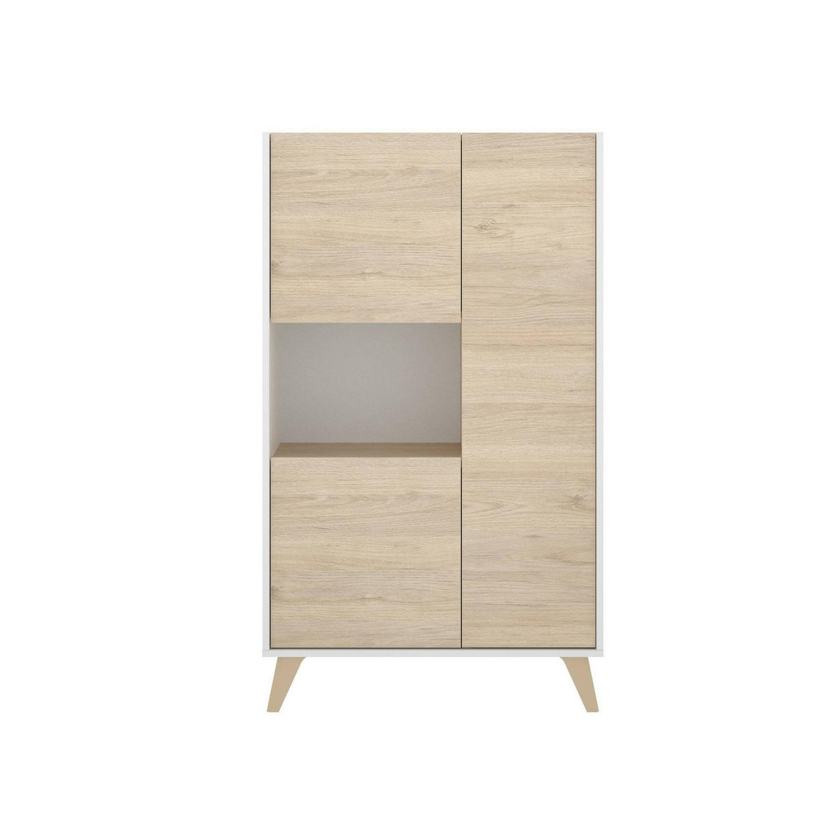 HIGHBOARD Holz-Effekt Eiche, Weiß 43x81h135 - Honigeiche/Weiß, Holzwerkstoff (81/135/43cm) - DMORA