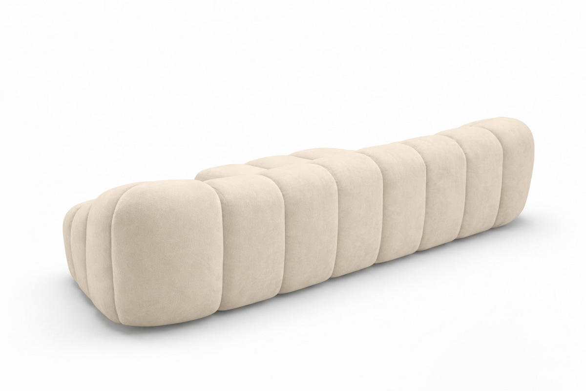 ECKSOFA Modulare L-Form, Veloursstoff Bluvel, Creme, Links, CROISSANT L - Creme, Holz (305/190cm) - Kaiser Möbel
