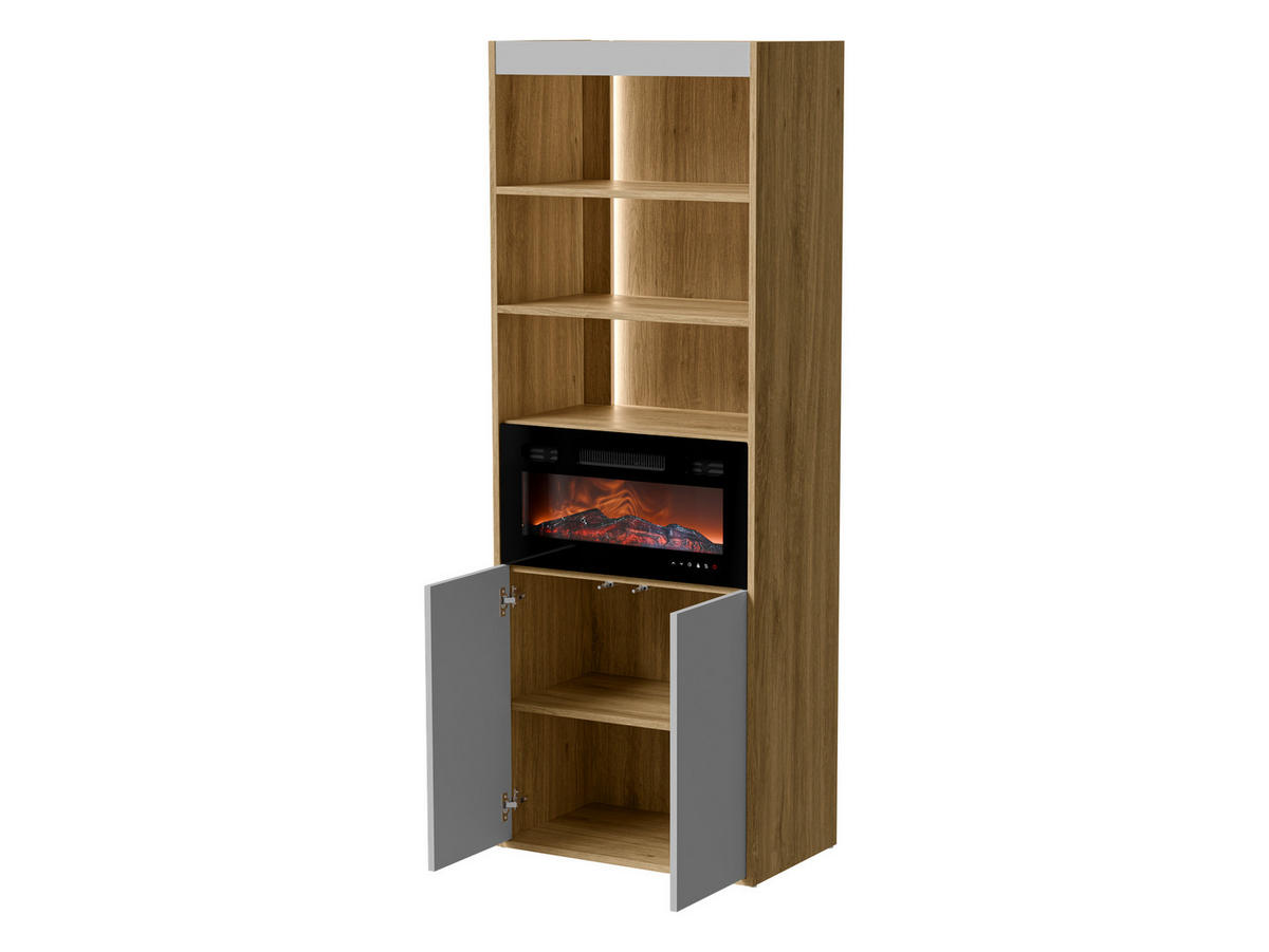 STANDREGAL Fiore EF 60 2D mit Kamin - Eichefarben/Schwarz, Holzwerkstoff/Kunststoff (64/176/39cm) - MIRJAN24