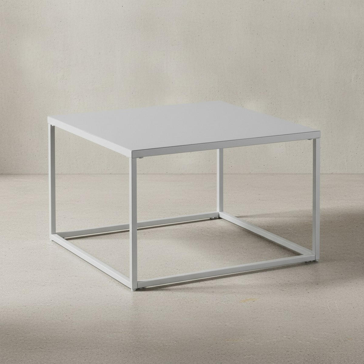 COUCHTISCH Weiß Metall Industrial 60x60x40 cm, Quadratisch - Weiß, Metall (60/60/40cm) - KADIMA DESIGN