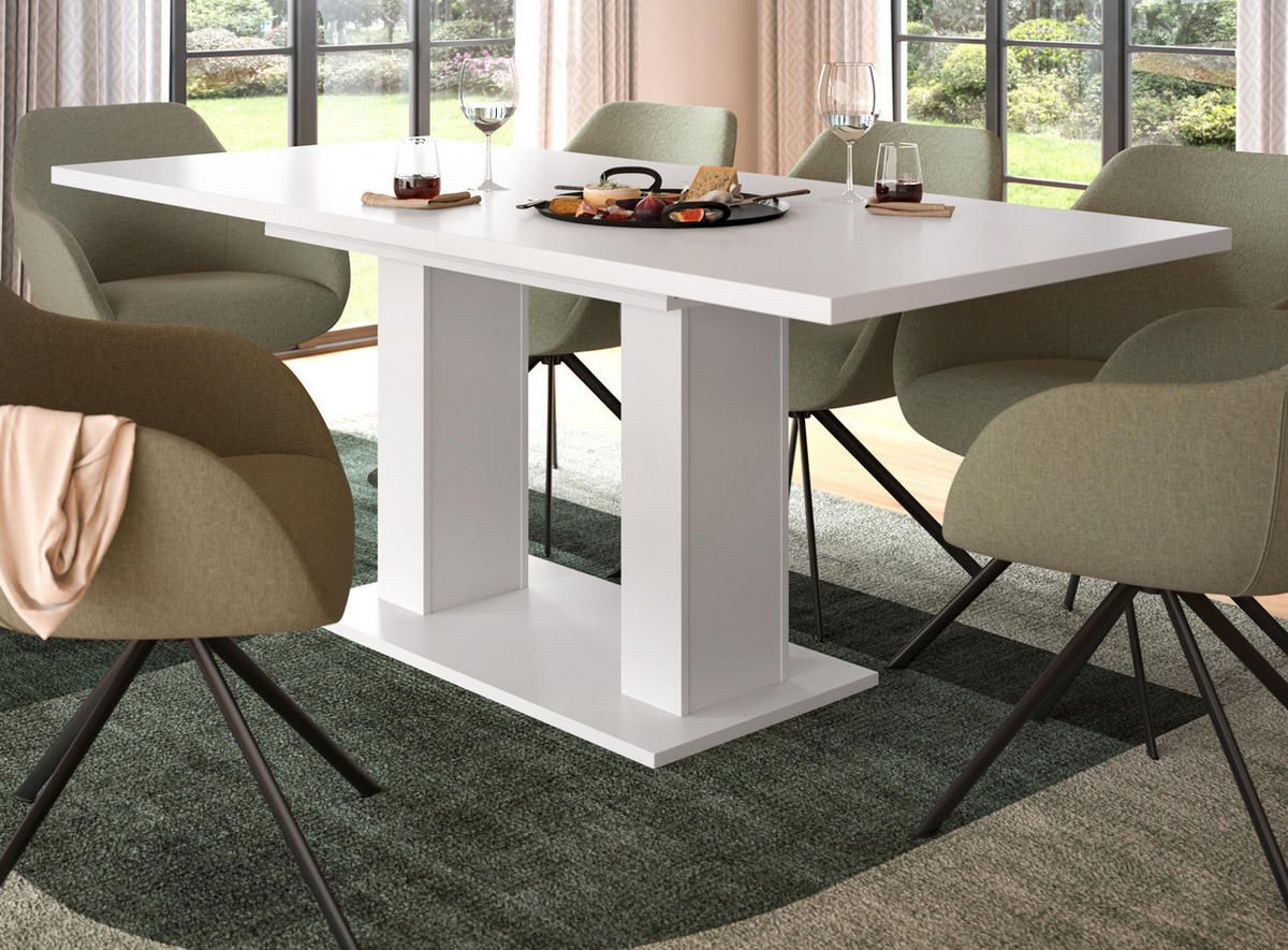 ESSTISCH weiß, Küchentisch ausziehbar 150 - 190 cm - Weiß, Holzwerkstoff/Metall (150/90/76cm) - Inn.Furn