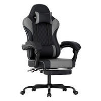 GAMINGSTUHL DE-40998 mit Lordosenstütze und Fußstütze Schwarz/Grau - Grau, Metall (58.5/120.5/63cm) - ComfortXL