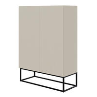HIGHBOARD 2dverová Veldio sivobéžová s čiernym kovovým rámom 90 cm - čierna/sivobéžová, kov/kompozitné drevo (125/90/38cm) - Selsey