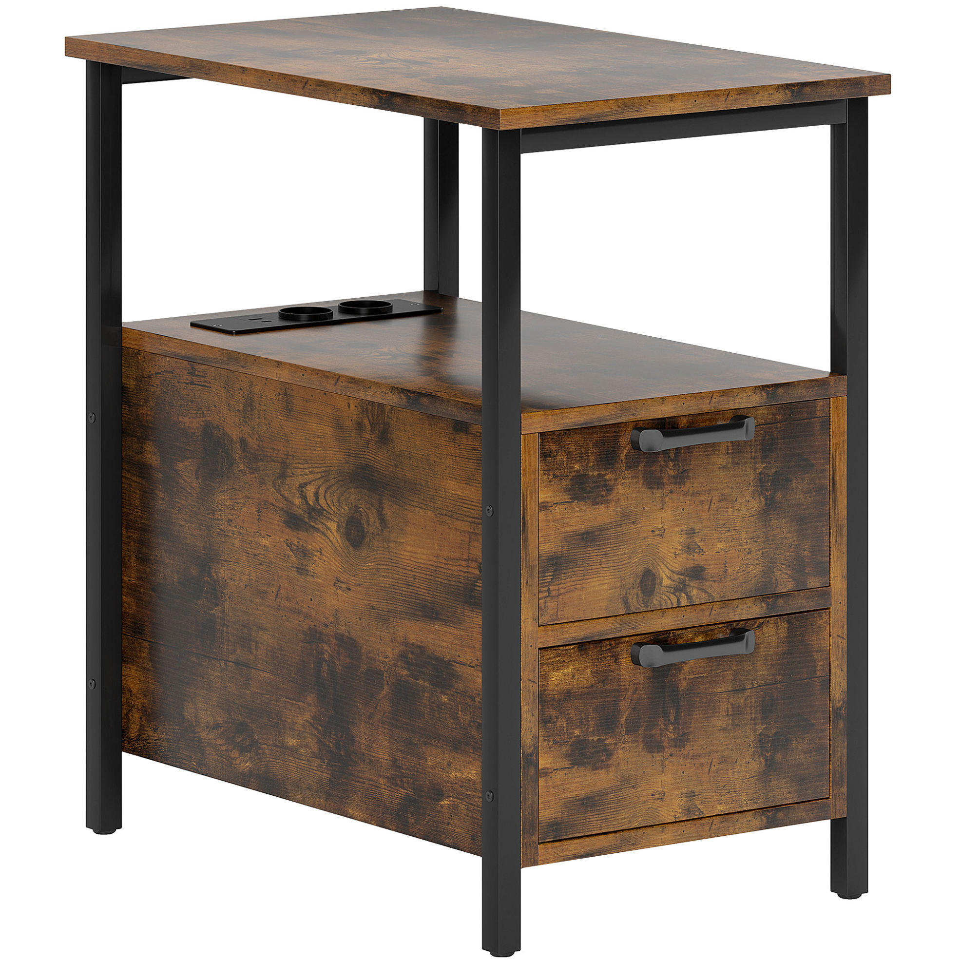 BEISTELLTISCH 55/58,5/35 cm Braun aus Holz mit Ladestation - Braun, Holzwerkstoff (55/35/58.5cm) - OKMYHOME