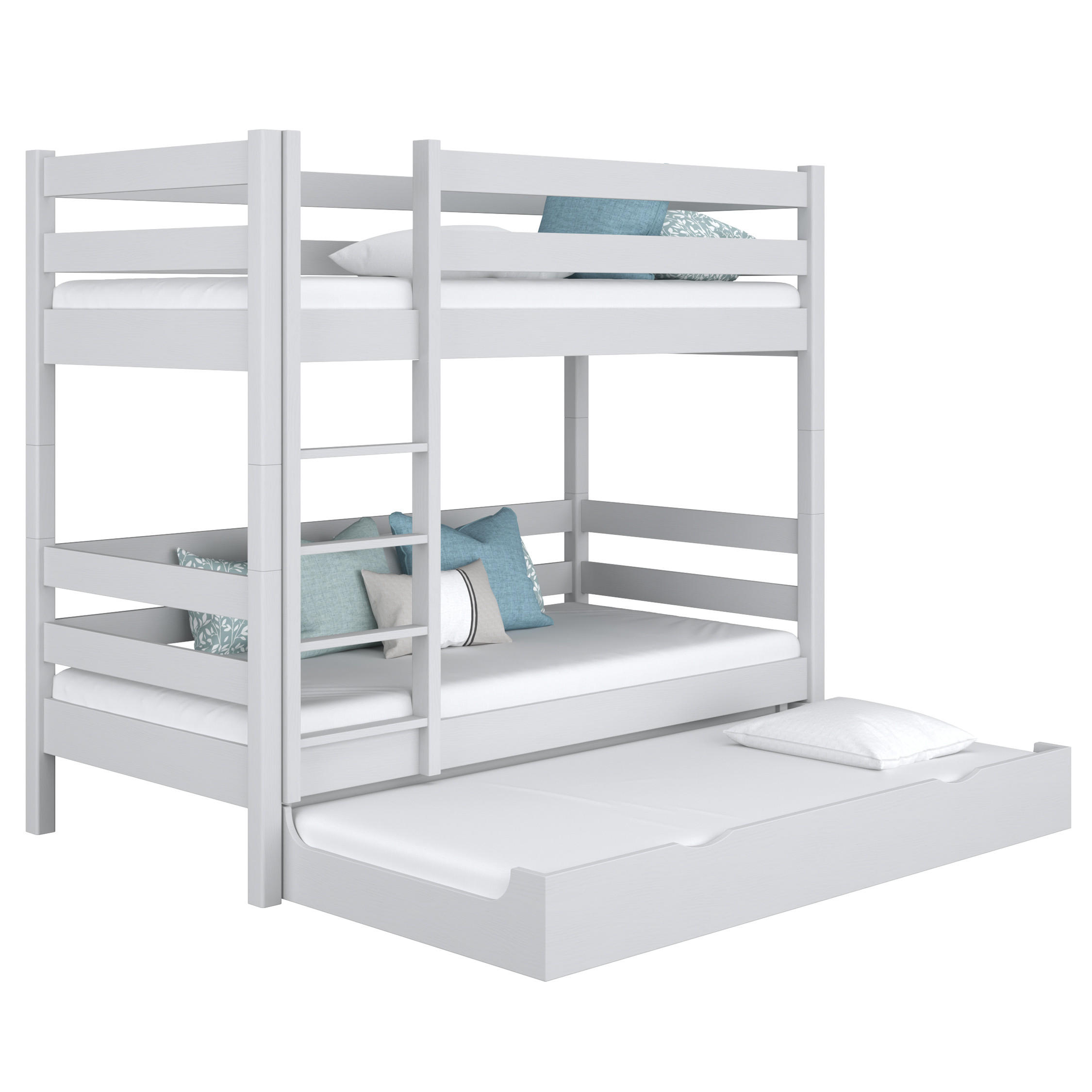 ETAGENBETT N01 mit Matratzenschublade Grau 80/200 - Grau, Naturmaterialien/Holz (80/200cm) - N-Wood