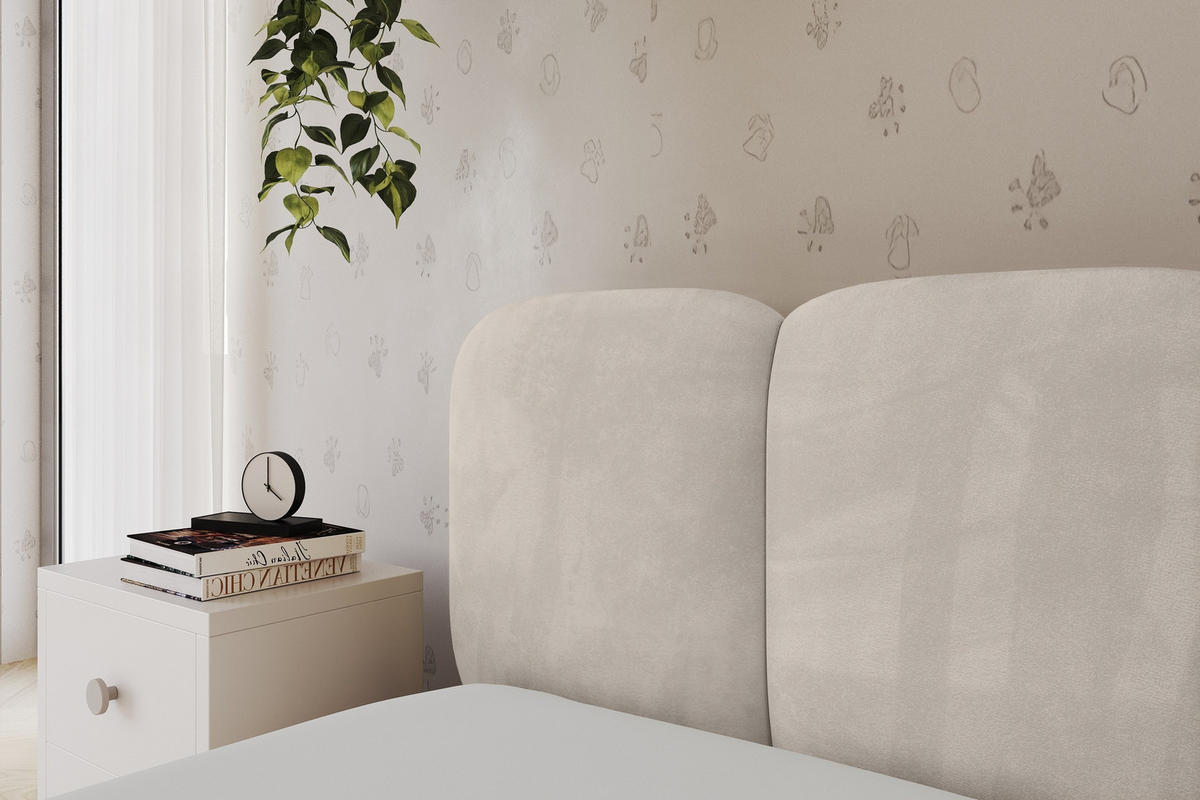 EINZELLBETT Jugendbett mit Bettkasten, Rechts - AVRY 100x200 Beige - Sandfarben/Beige, Holzwerkstoff/Textil (100/200cm) - ALTDECOR