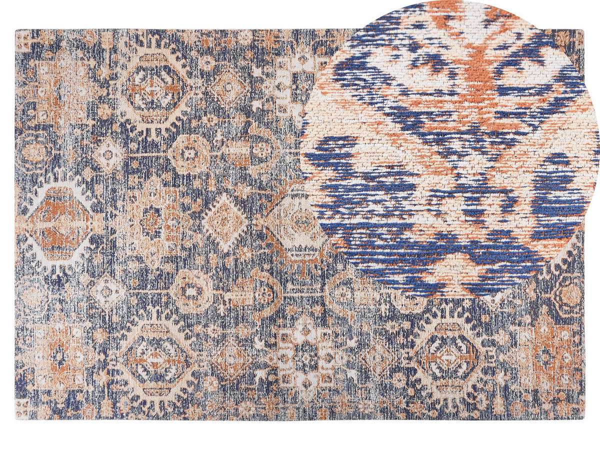 KURZFLOR-TEPPICH BAUMWOLLE Kurin 200/140 cm - Blau, Textil (140/200cm) - Beliani