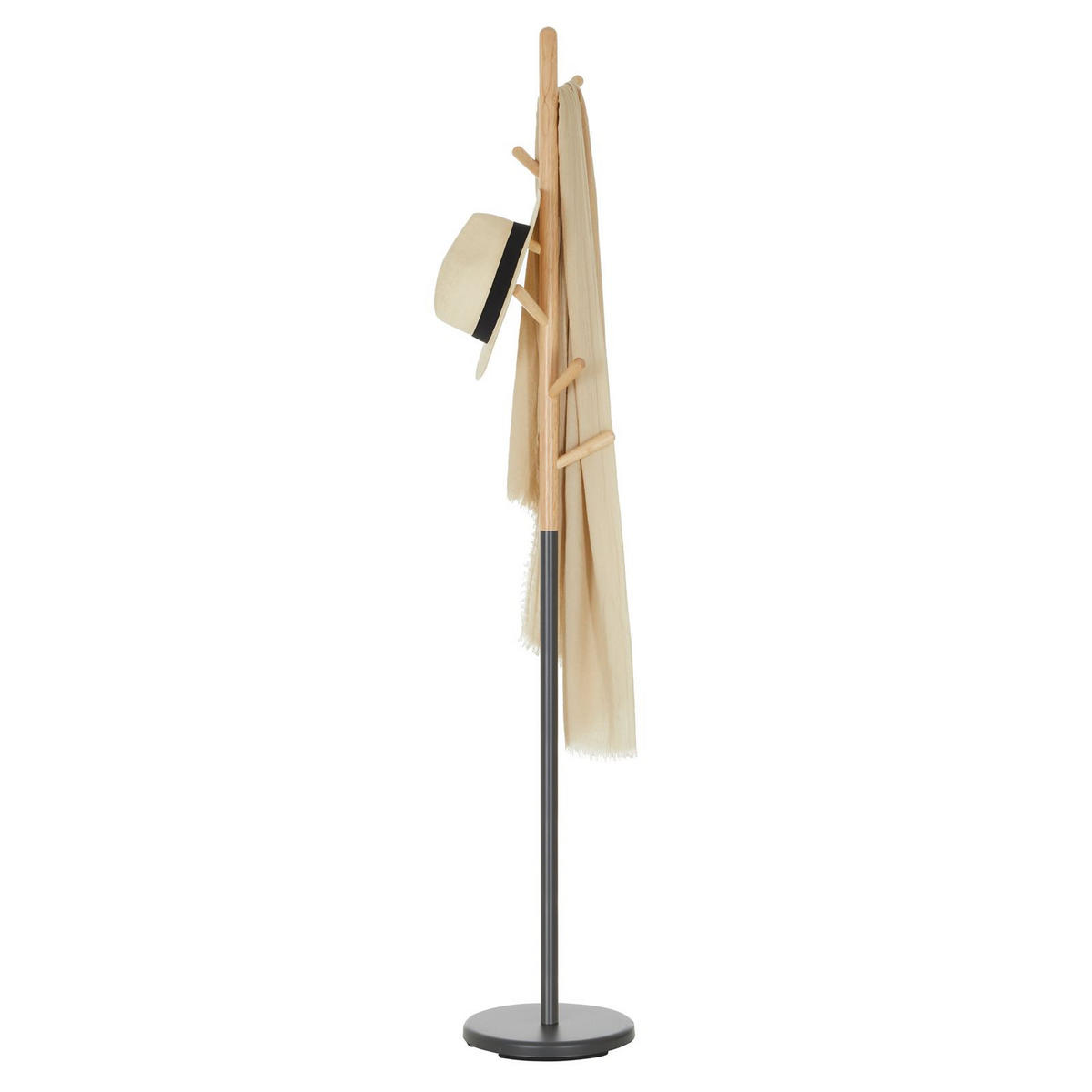 KLEIDERSTÄNDER ENRICO - Naturfarben/Grau, Holz (30/177/30cm) - IDIMEX