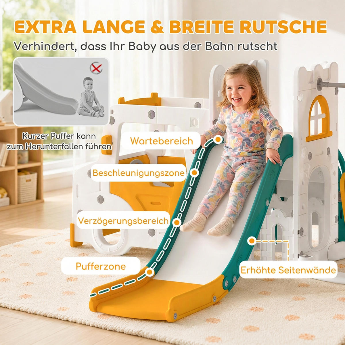 KINDERRUTSCHE HDPE Weiß - Weiß, Kunststoff (176/86/186cm) - AIYAPLAY