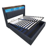 STAURRAUMBETT 140/200 cm DE-01949, in Grau, mit LED, USB-C und hydraulischer Lagerung - Grau, Metall (140/200cm) - ComfortXL