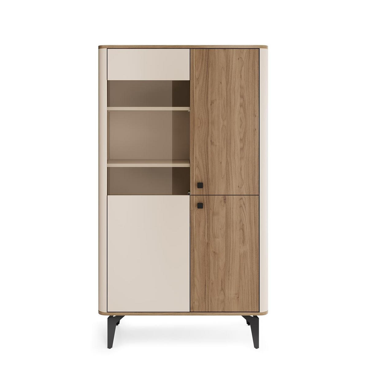 VITRINE Aurena Kaschmir mit Walnuss, - Schwarz/Braun, Holzwerkstoff (88/156/40cm) - Bettso