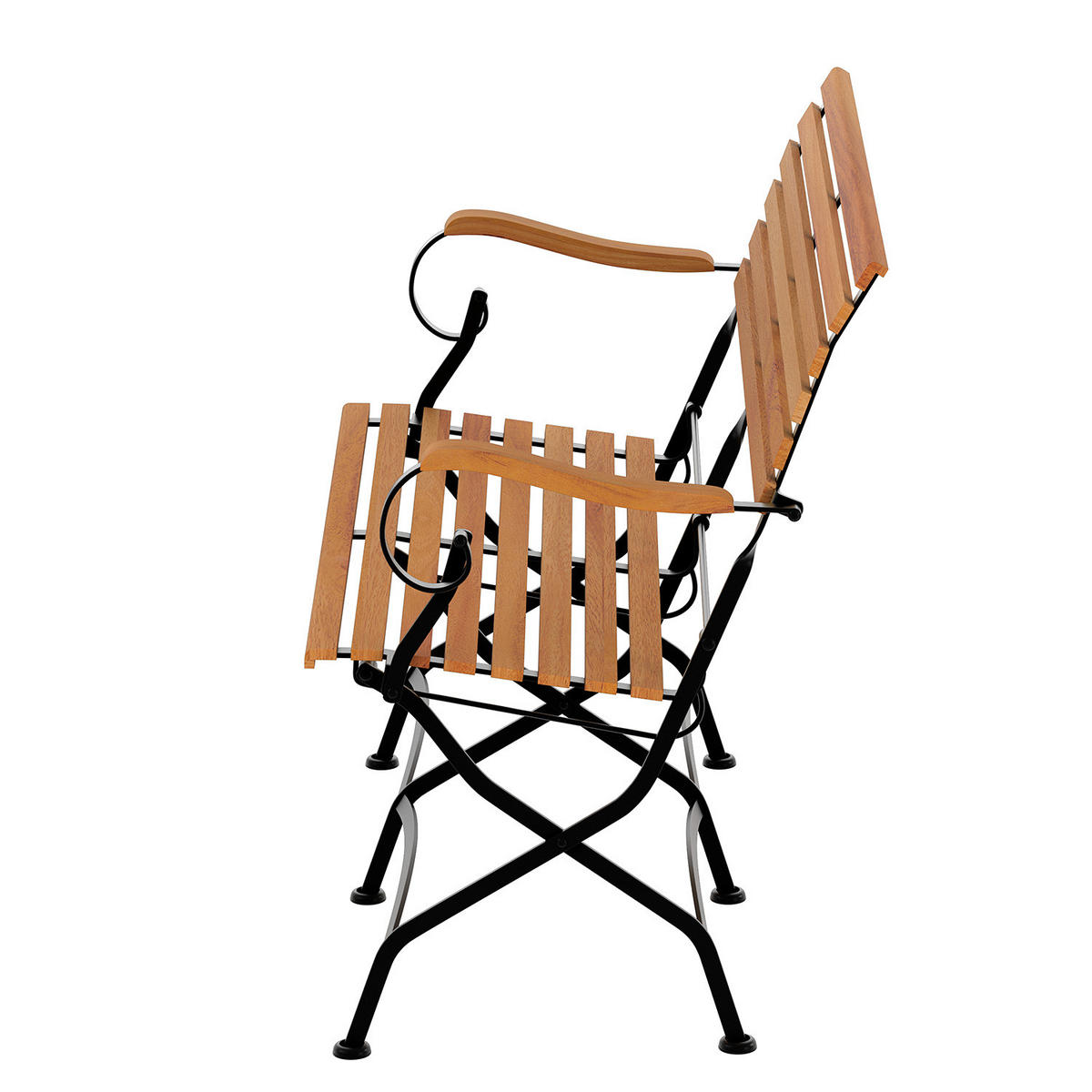 GARTENBANK - Akazie massiv / Stahl - Akazie / Schwarz - Schwarz/Akaziefarben, Holz/Metall (121/89/55cm) - home24