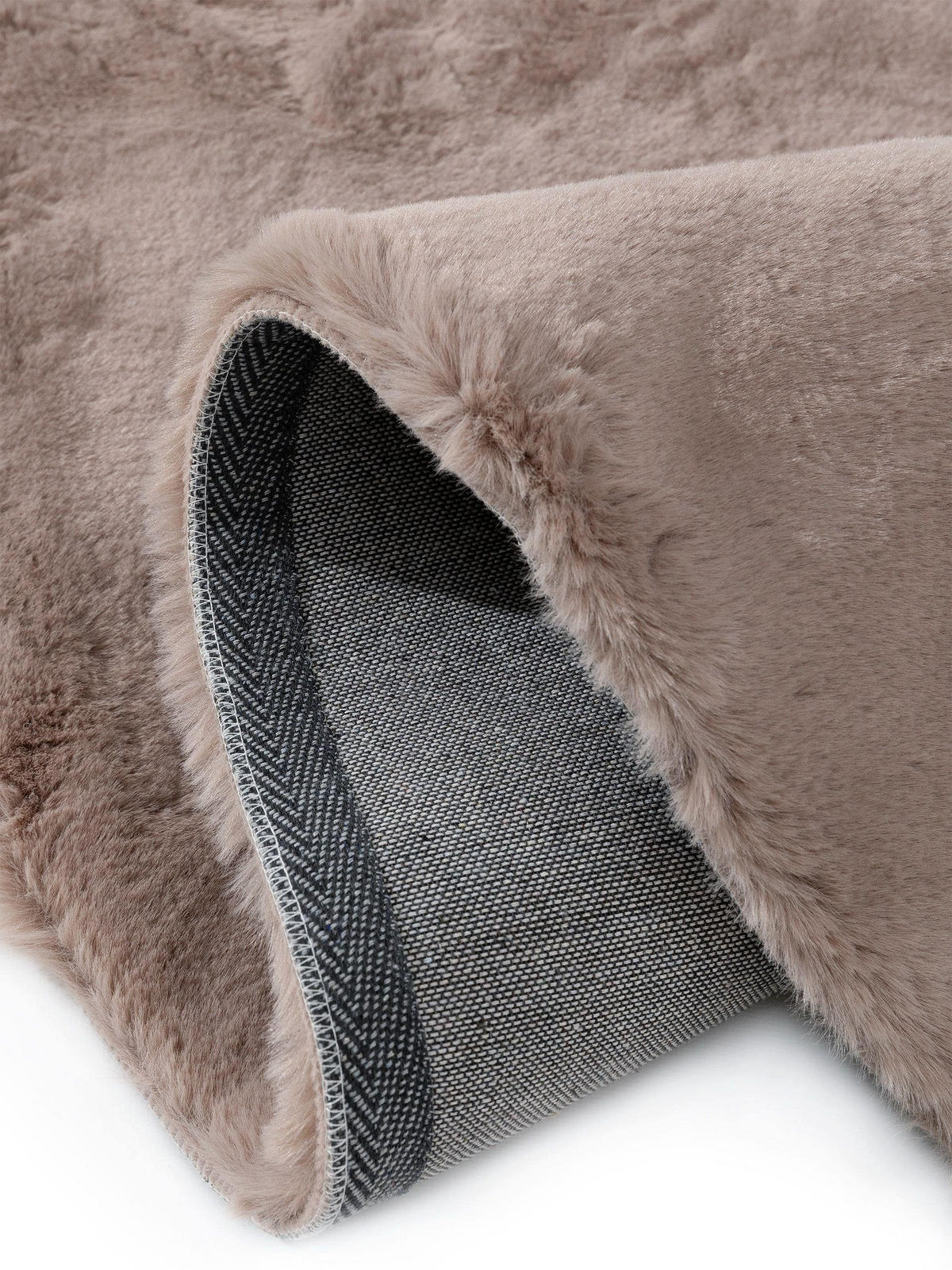 KUNSTFELL-TEPPICH Dave Taupe ø 80 cm rund - Taupe, Textil (80/80cm) - benuta Nest