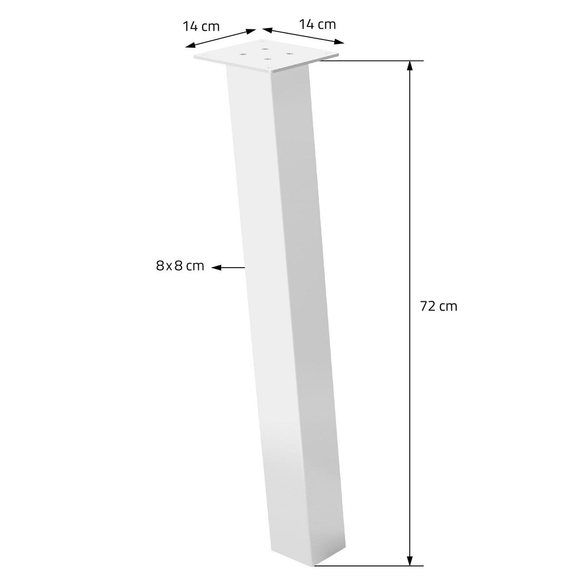 TISCHBEINE 4er Set I-96GRAD-Design H:72 cm Weiß 8x8 cm - Weiß, Metall (8/72/8cm) - ML-DESIGN