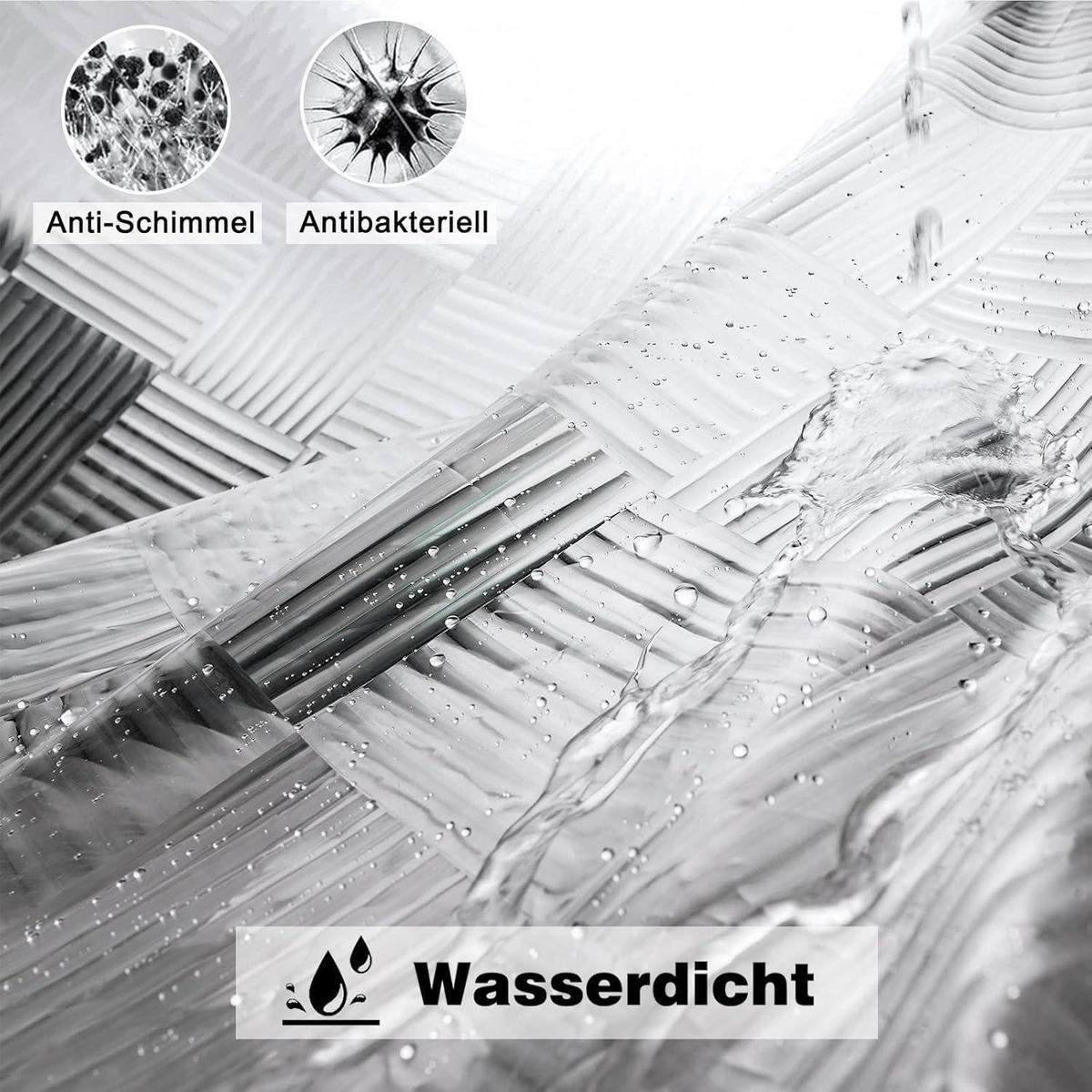 DUSCHVORHANG Geometrisch 3D 180 x 200 cm Wasserdicht EVA - Transparent, Kunststoff (180/200cm)