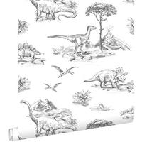 TAPETE Dinosaurier 53 cm x 10.05 m - Schwarz, Papier (53/0.1cm) - ESTAhome