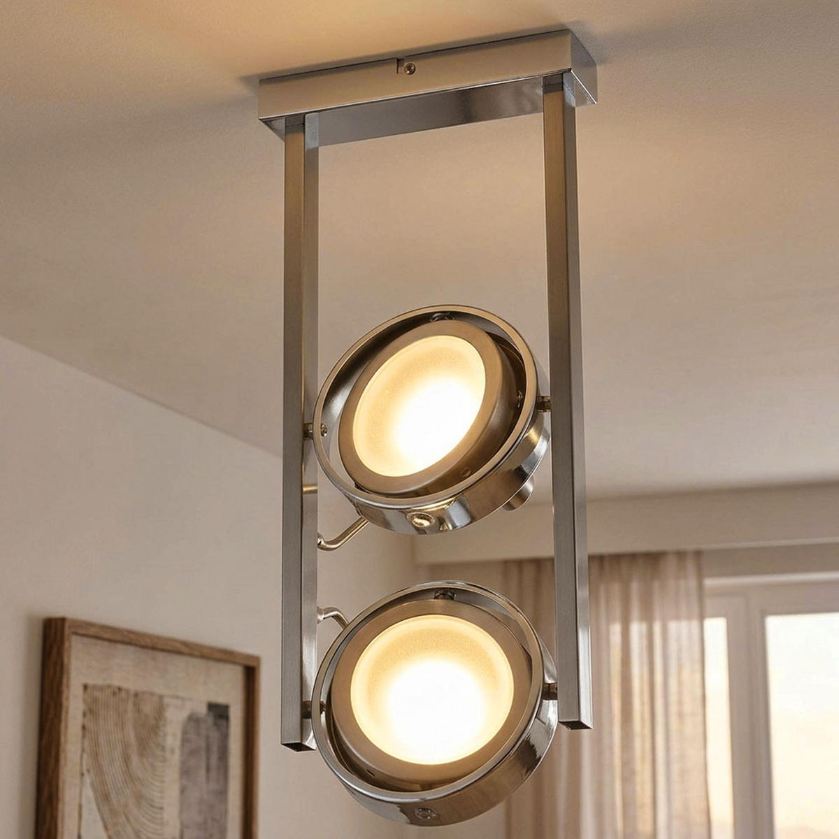 LED DECKENLEUCHTE BARONI Silber matt - Silberfarben, Glas (19.5/19.5/40cm) - Globo Lighting