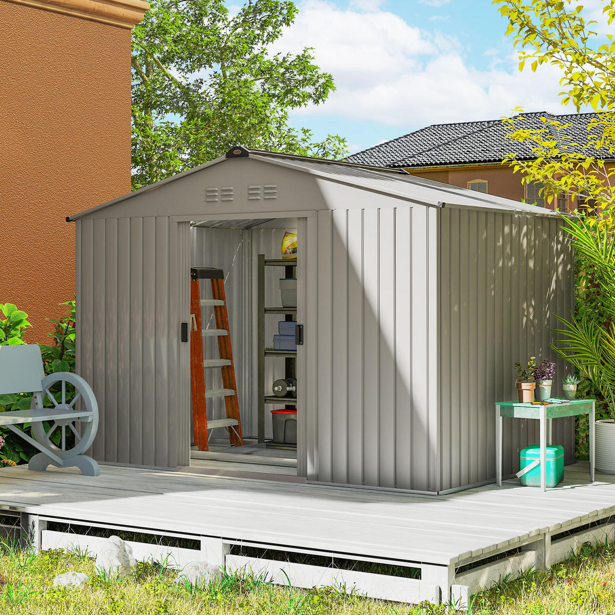 GARTENHAUS Grau 277.0/195.0/192.0cm - Grau, Metall (195/192/277cm)