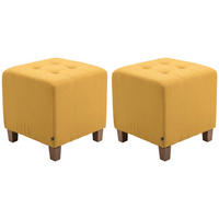 SITZHOCKER 2er Set Celis Stoff Gelb Hocker Schlafzimmer - Gelb, Textil (45/46/45cm) - DELUKE