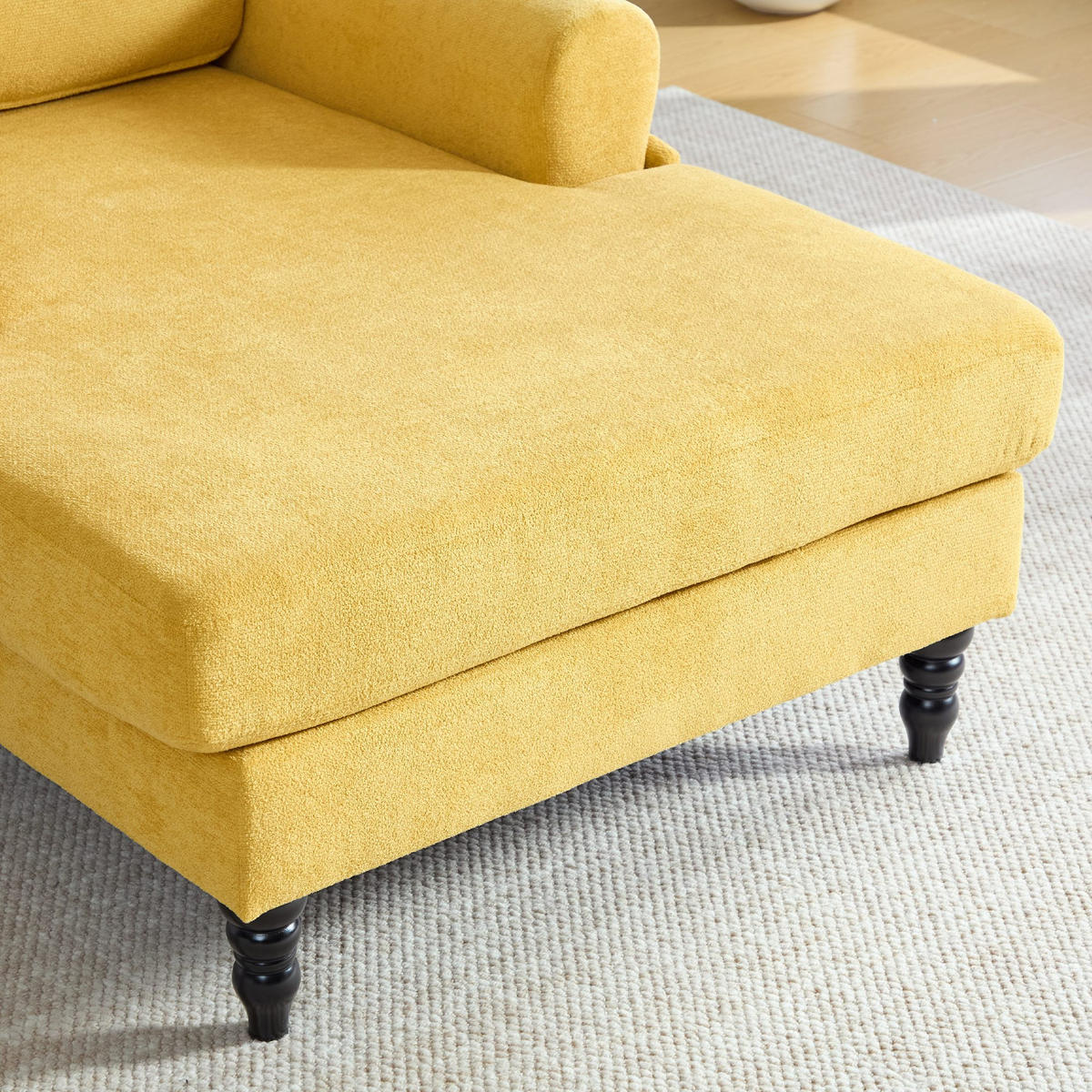 RELAXSESSEL Liege,hochdichte Polsterung,Seitentaschen,Chenille,Gelb - Gelb, Textil (97/86/125.5cm) - LVHOM