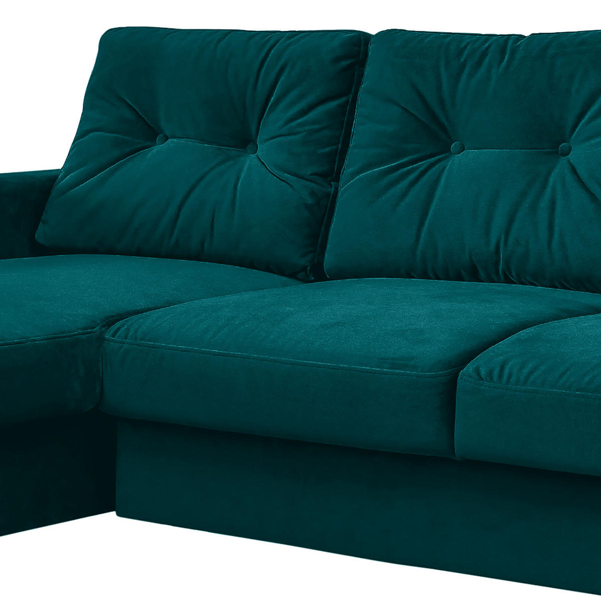 ECKSOFA mit Longchair - Petrol/Schwarz, Buchenholz/Textil (233/148cm) - home24