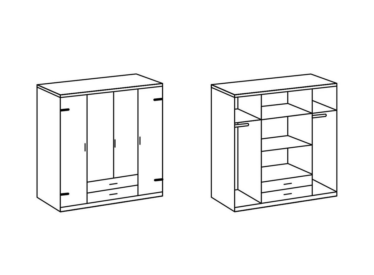 KLEIDERSCHRANK Cork in Plankeneiche mit Grafit 180x199x58 cm (BxHxT) – Drehtürenschrank ohne Spiegel in Breite 180cm - Braun/Grau, Holzwerkstoff (120/200/80cm)
