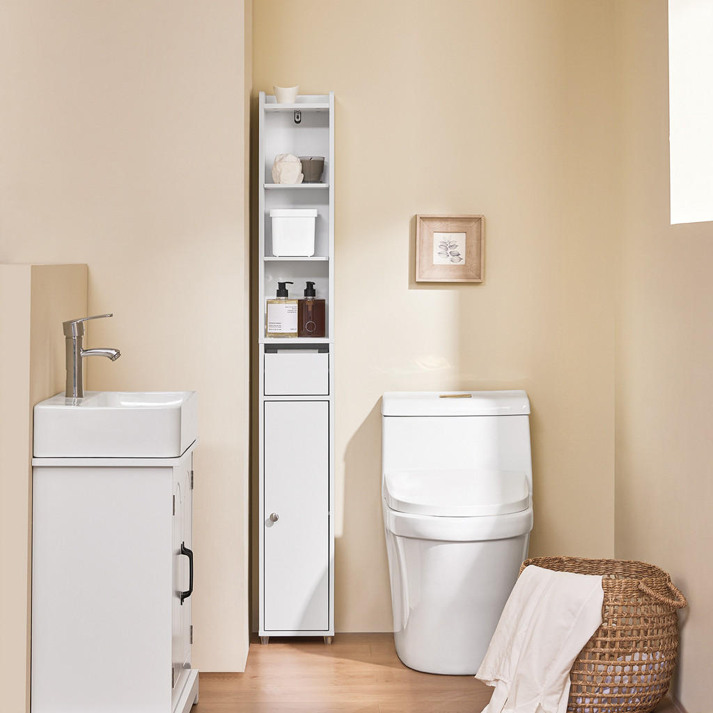 Thumbnail - SoBuy Hochschrank, Weiß, Holzwerkstoff, 20x145x20 cm, Badezimmer, Badezimmerschränke, Hochschränke