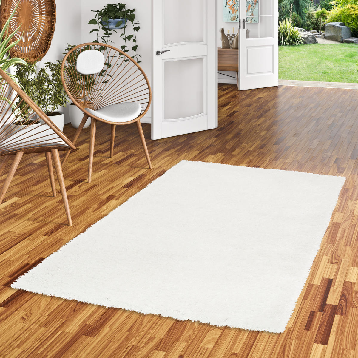 HOCHFLOR LANGFLOR SHAGGY TEPPICH GLOW - Weiß, Textil (80/150cm) - Pergamon