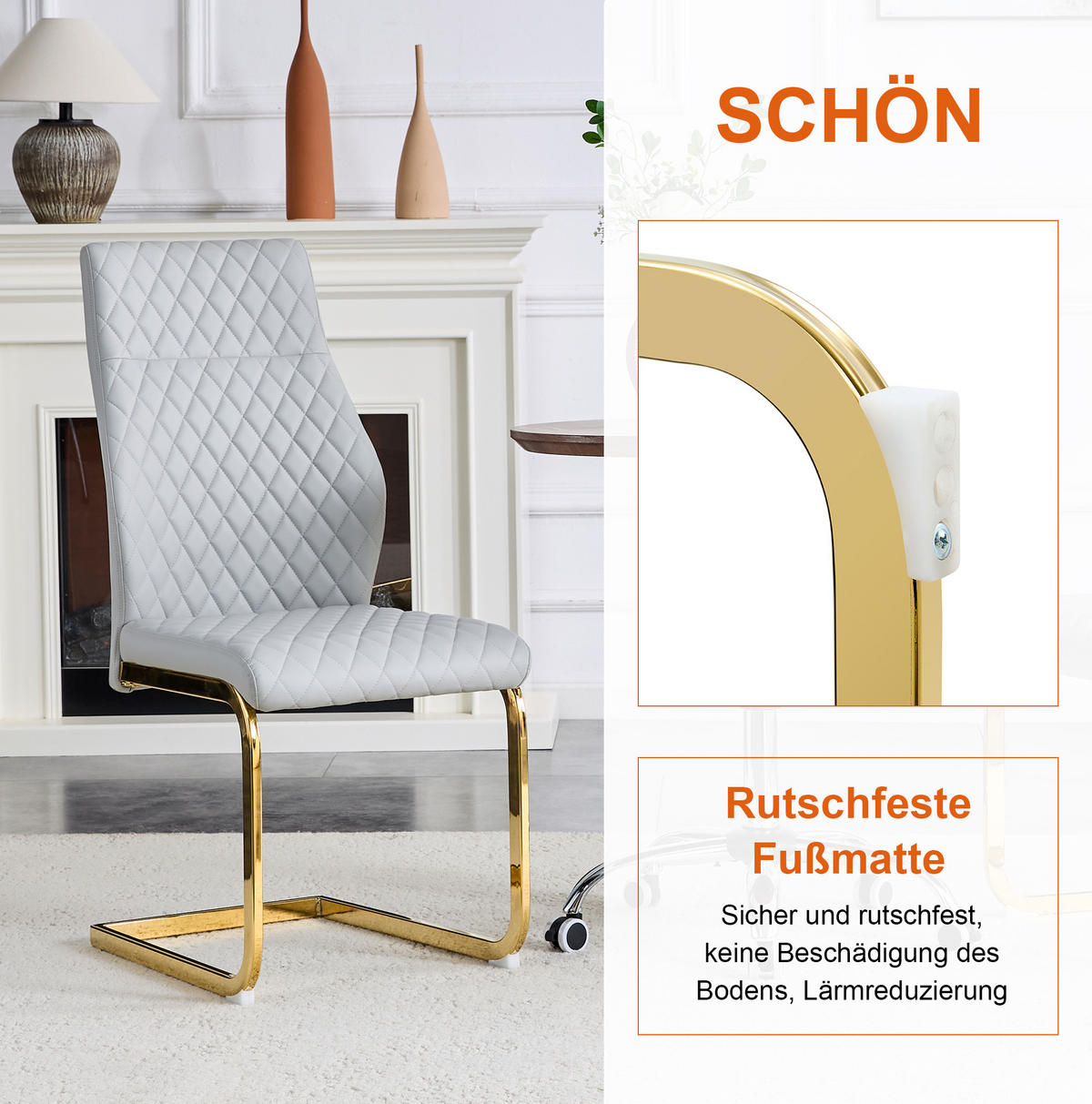 ESSGRUPPE 3-tlg. 60 cm Gold/Hellgrau - Goldfarben, Metall (60/72/60cm) - Meubliv