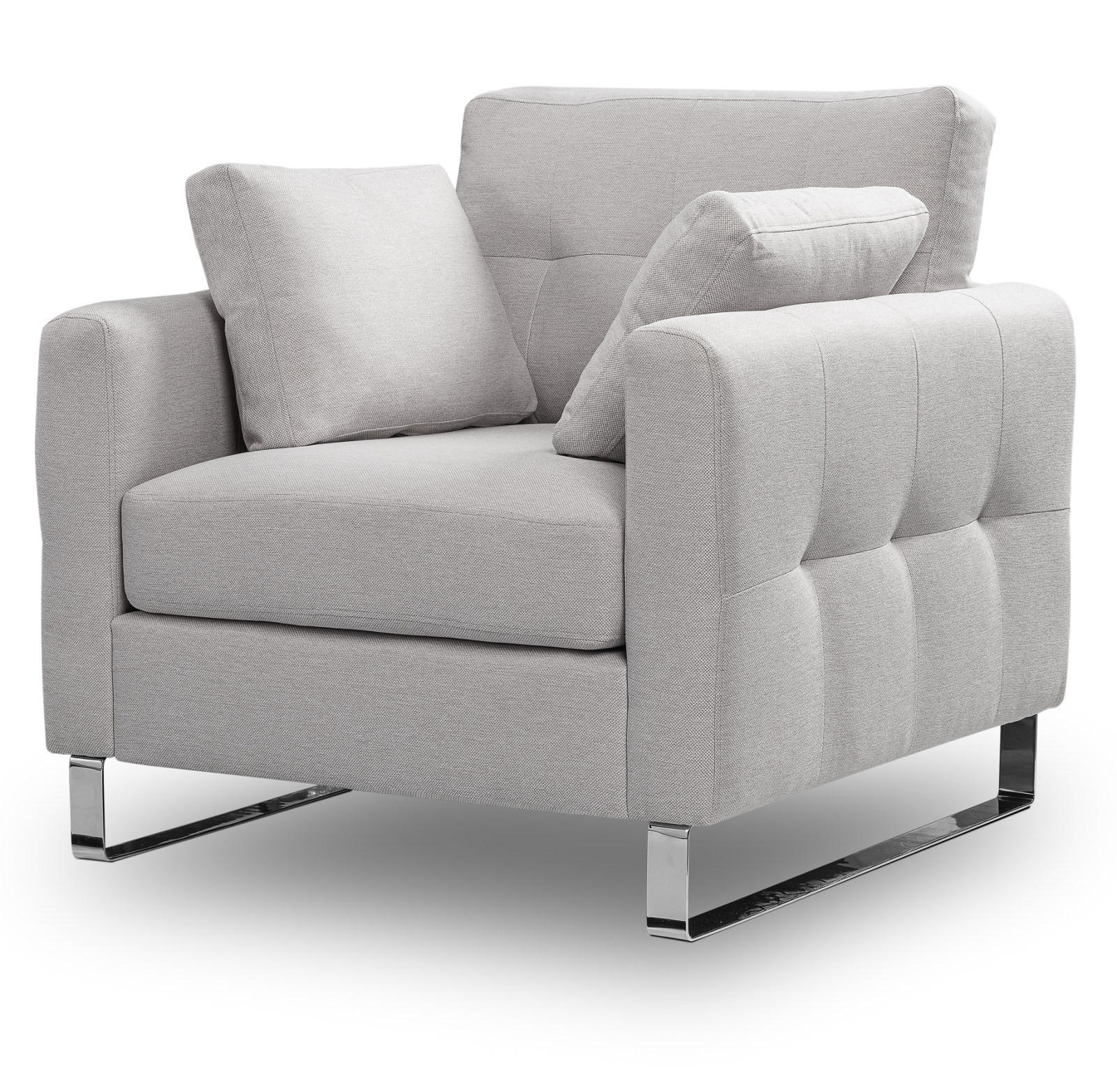 SESSEL hellgrau Flachgewebe 93 x 94 cm, Clubsessel mit Steppoptik - Chromfarben/Hellgrau, Holz/Textil (93/92/94cm) - Inn.Furn