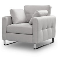 SESSEL hellgrau Flachgewebe 93 x 94 cm, Clubsessel mit Steppoptik - Chromfarben/Hellgrau, Holz/Textil (93/92/94cm) - Inn.Furn