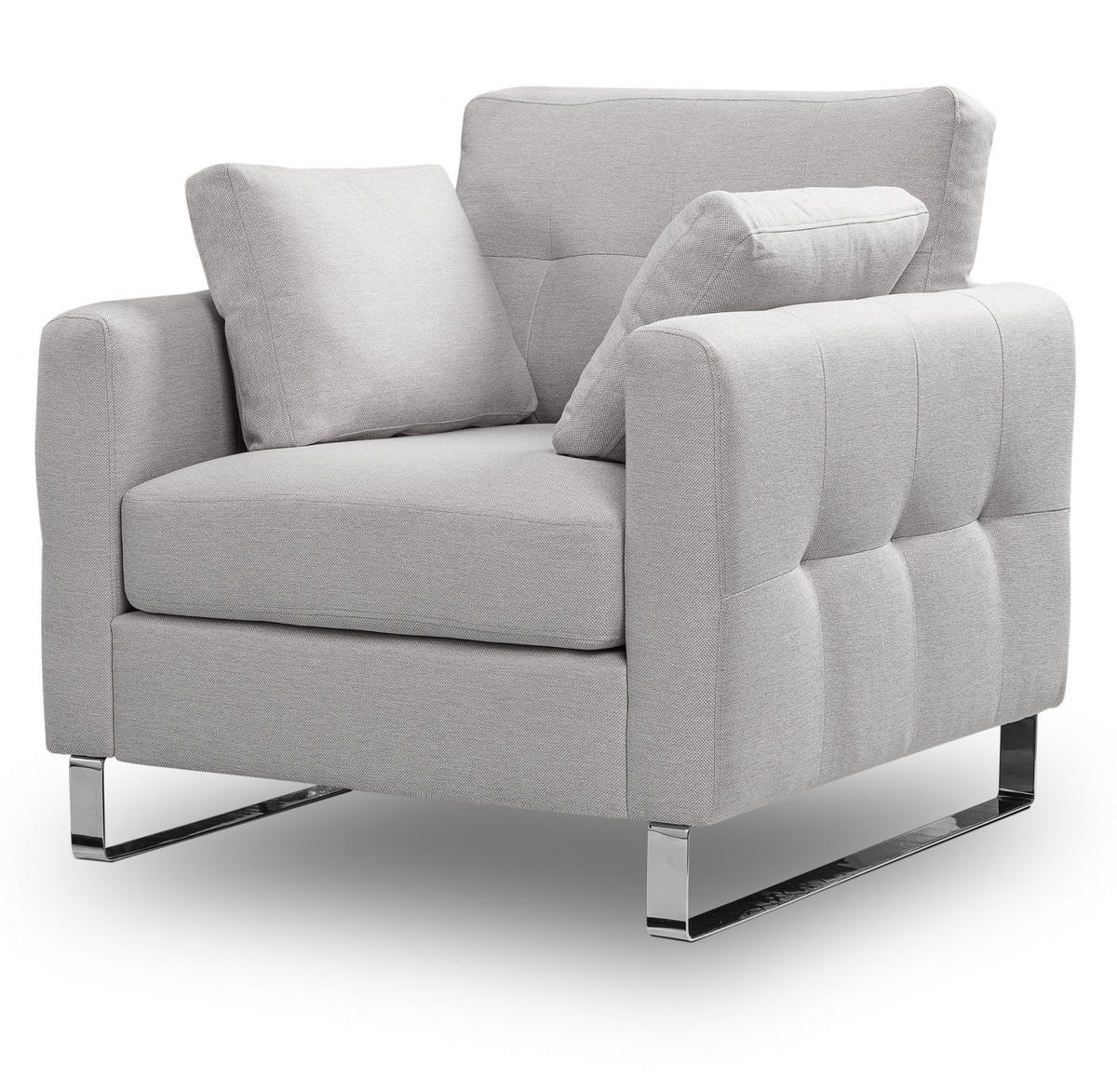 SESSEL hellgrau Flachgewebe 93 x 94 cm, Clubsessel mit Steppoptik - Chromfarben/Hellgrau, Holz/Textil (93/92/94cm) - Inn.Furn