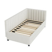 TAGESBETT mit Ausziehbett aus Samtstoff 90x200 cm Beige mit Lattenrost - Beige, Leder (140/200cm) - IVMEU