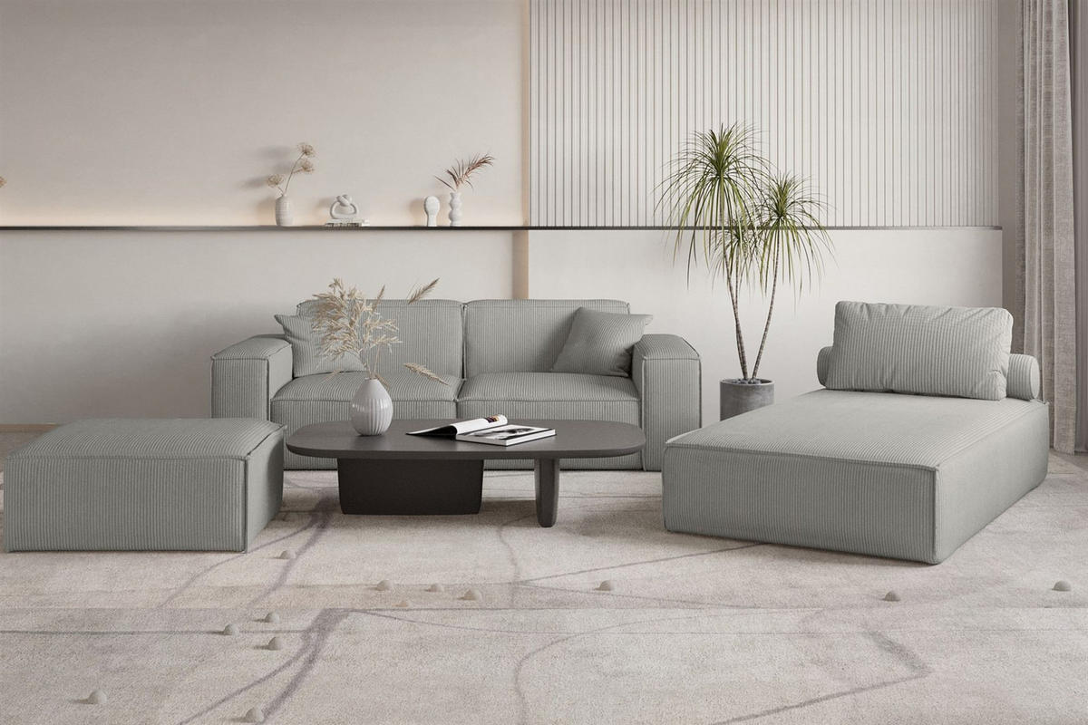 POLSTERHOCKER Celes Premium In Scala - Grau, Holzwerkstoff/Textil (105/40/105cm) - Fun Möbel