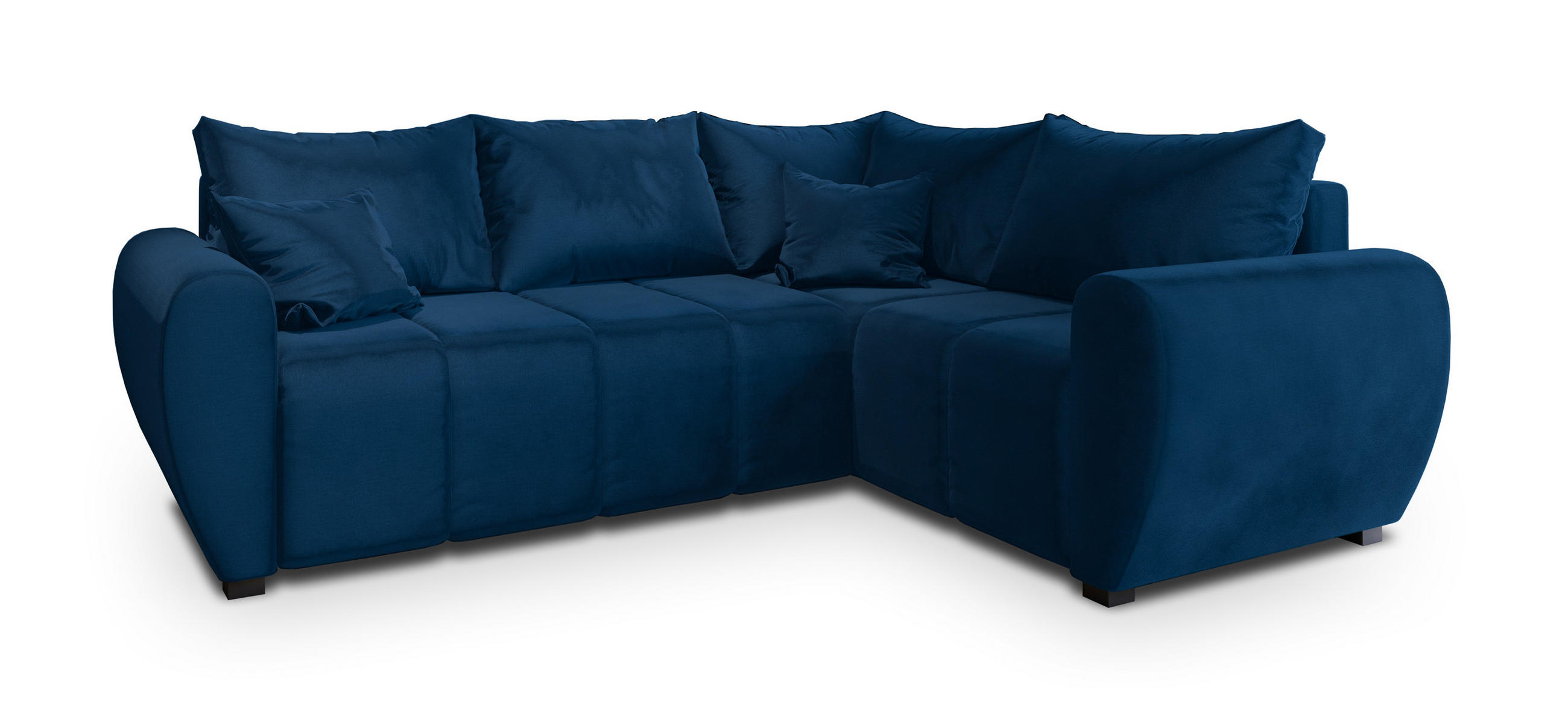 ROHOVÁ SEDAČKA MADISON modrá - modrá/černá, dřevo/textil (235/175cm) - MASSENO