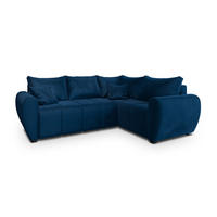 ROHOVÁ SEDAČKA MADISON modrá - modrá/černá, dřevo/textil (235/175cm) - MASSENO