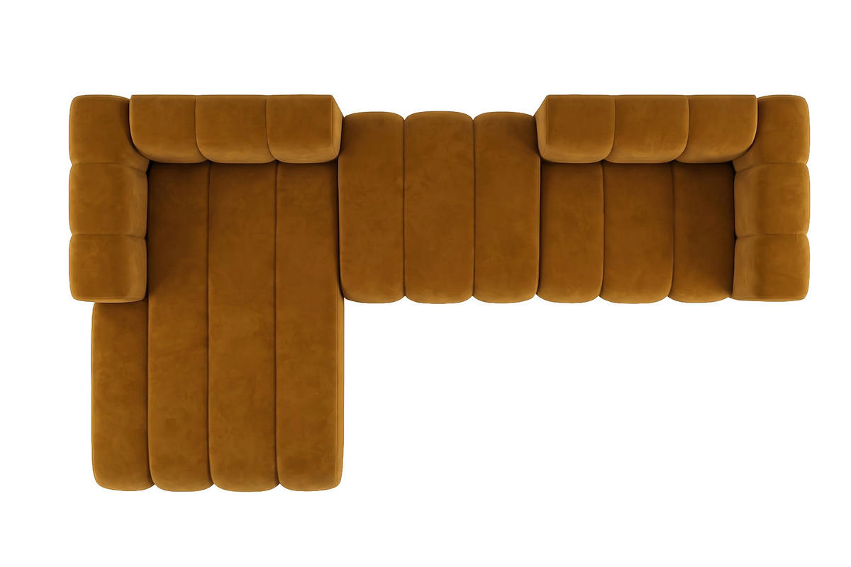 ECKSOFA Modulares In L-Form, Velvet-Stoff Riviera, Senffarbe, Links, GRAND 319 cm - Gelb, Holz (319/175cm) - Kaiser Möbel