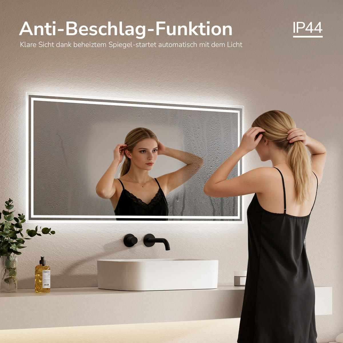 OGLINDA de baie cu LED-uri 120/60/3,5 cm - transparent, sticlă (120/60/3.5cm) - EMKE