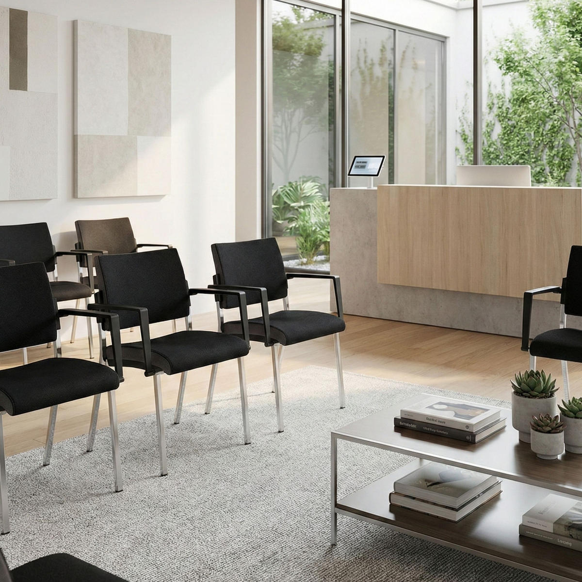 KONFERENZSTÜHLE Besucherstühle (2er-Set) 50/59/80 cm in Schwarz - Schwarz, Metall (59/80/50cm) - bümö