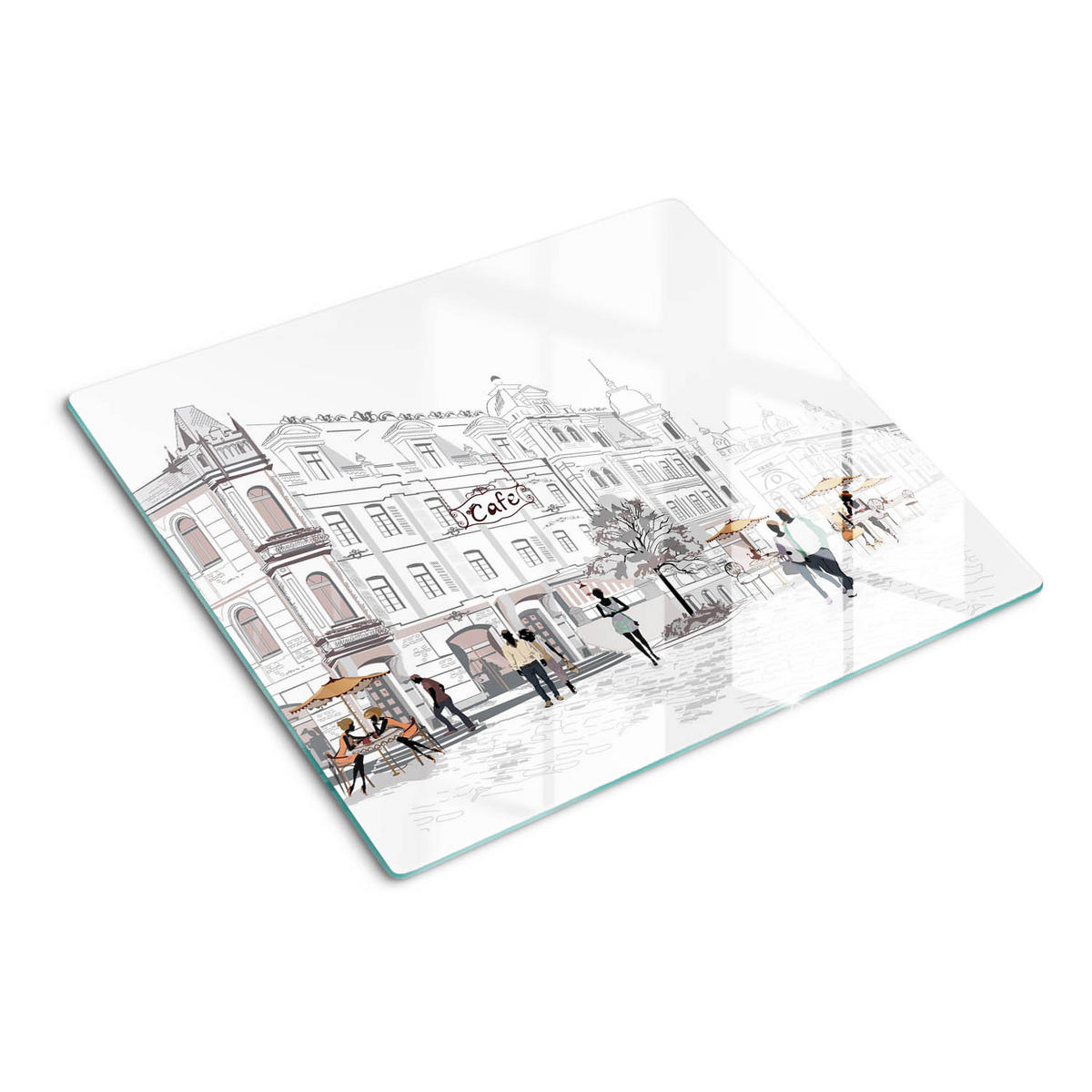 GLASPLATTE 60x52 cm Altstadt - Grau, Glas (60/0.4/52cm) - TULUP