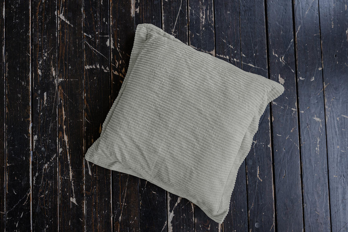 FLATTERKISSEN MADELINE Hellgrau Cord - Hellgrau, Textil (75/12cm) - KAWOLA