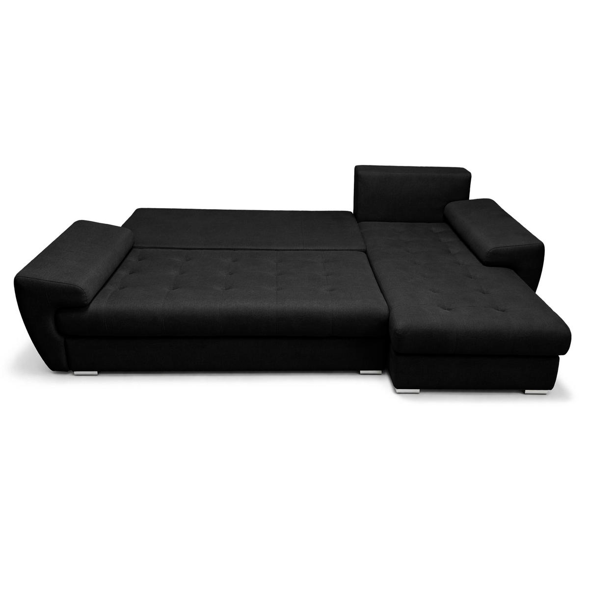 ECKSOFA L Form Manisa Schwarz 234/145/83 cm Rechts mit Schlaffunktion - Silberfarben/Schwarz, Kunststoff/Textil (234/145cm) - AX Living