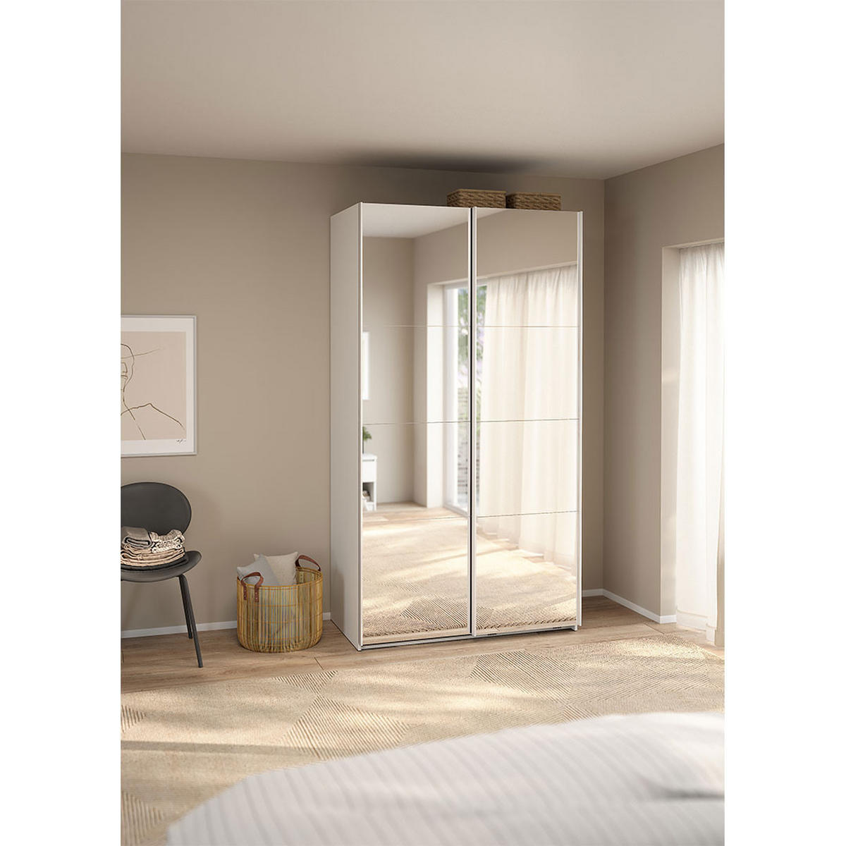SCHIEBETÜRENSCHRANK, Catania, Weiß, Holzwerkstoff, 119 x 67 x 221 cm - Weiß, Holzwerkstoff (119/221/67cm) - ebuy24