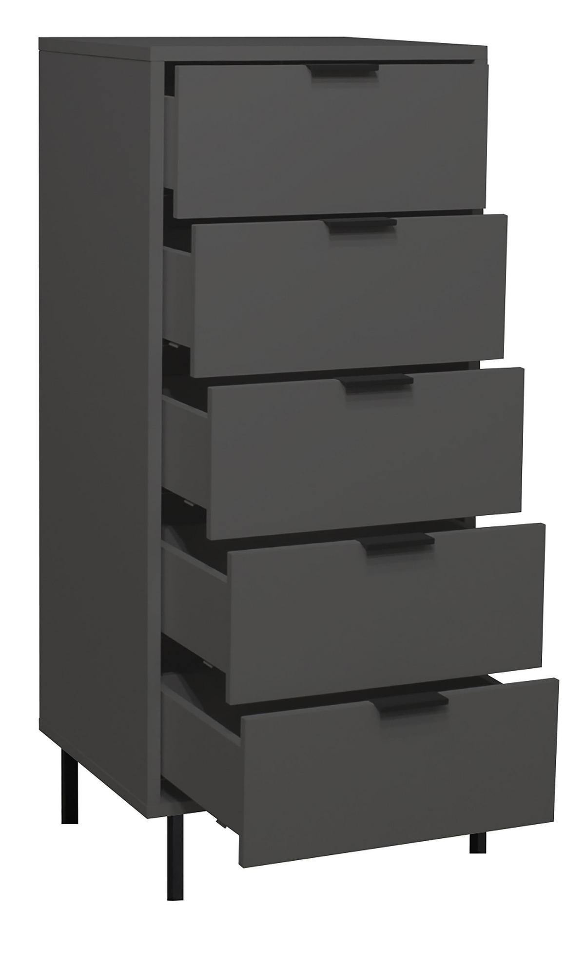 KOMMODE Erna 51x45x123 Anthrazit matt Lack - Anthrazit, Holzwerkstoff (51/123/45cm) - 58aufmkessel