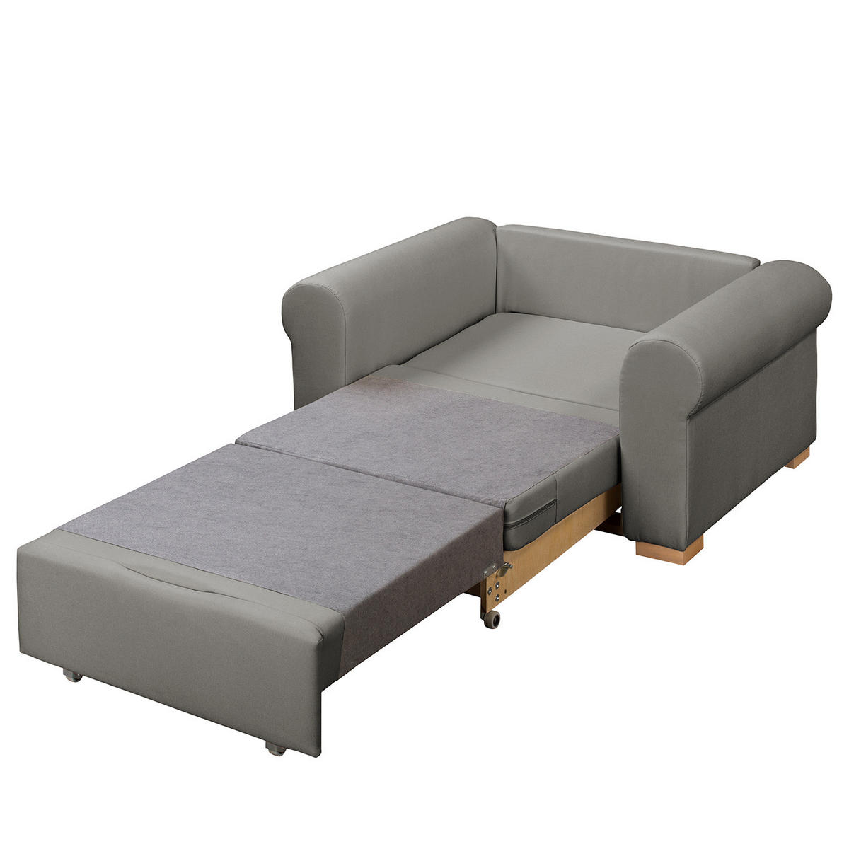 SCHLAFSOFA mit Husse - Buchefarben/Grau, Buchenholz/Textil (125/90/90cm) - home24